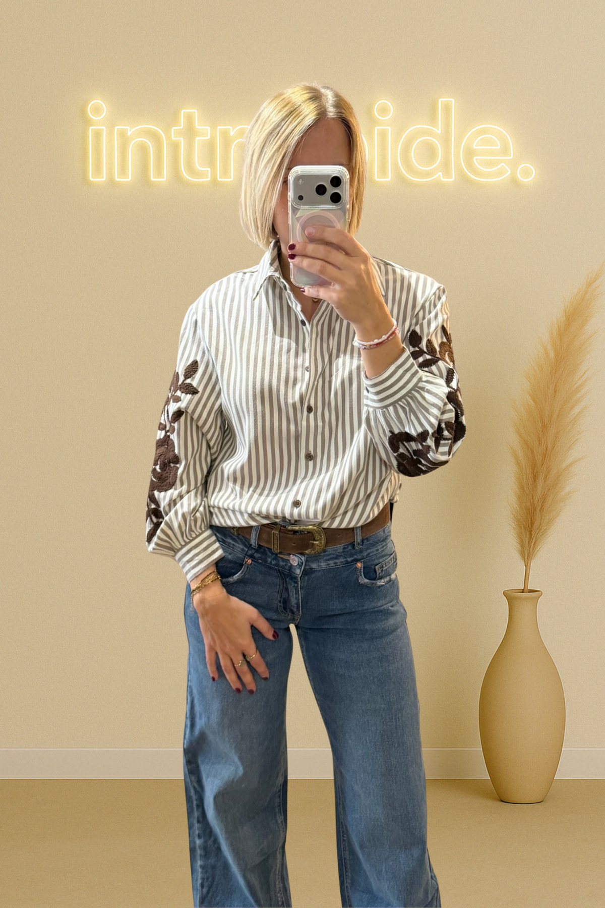 La chemise rayée brodée - chocolat 🤎✨