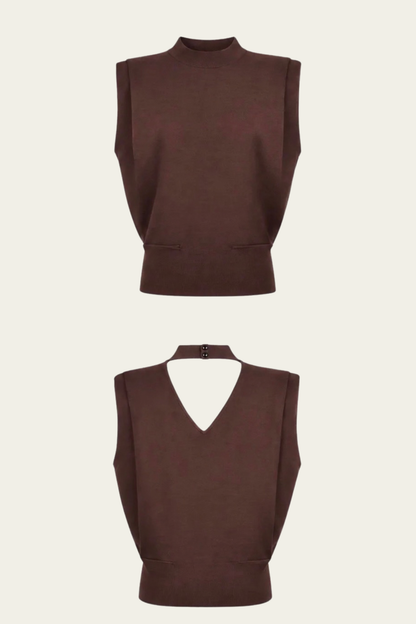 Le pull Ava sans manches - chocolat 🤎
