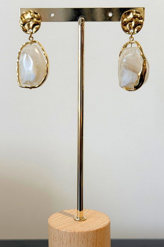 Boucles Alba pierre nacrée ⚪