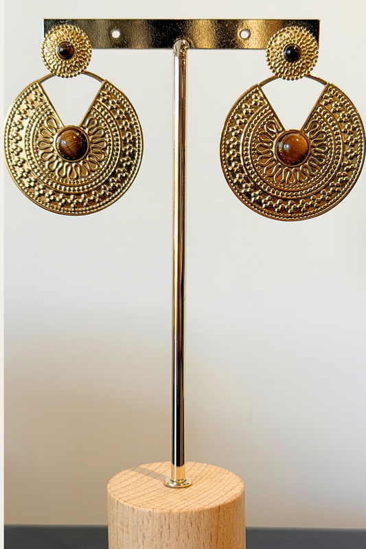 Boucles Cassiopée dorées œil-de-tigre 🐯