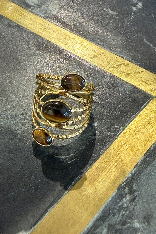 Bague Sienna multi rangs œil-de-tigre 🐯
