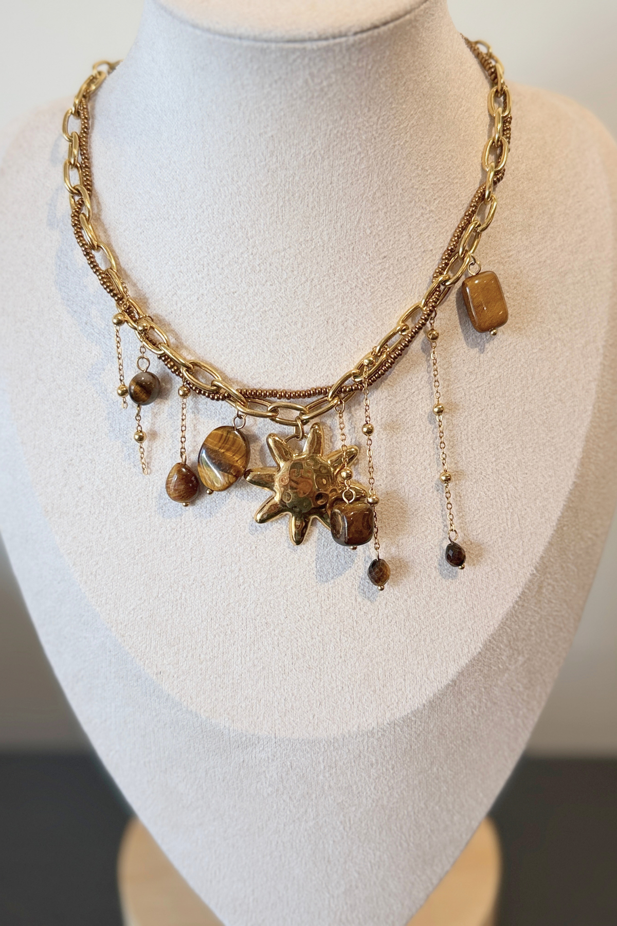 Collier Solène soleil et pierres ☀️