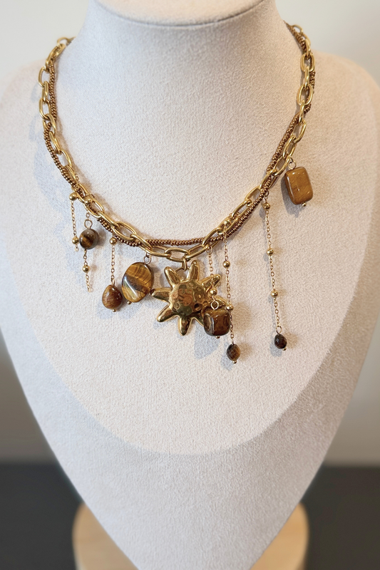 Collier Solène soleil et pierres ☀️